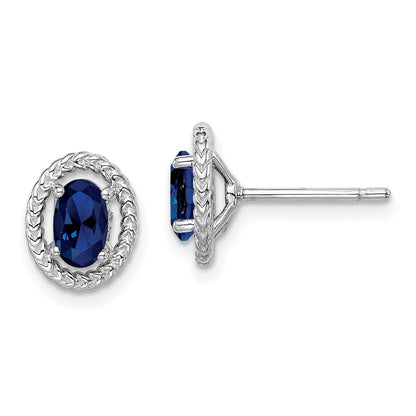 Sterlingsilber Rhod-plat Create Saphir Oval Ohrstecker
