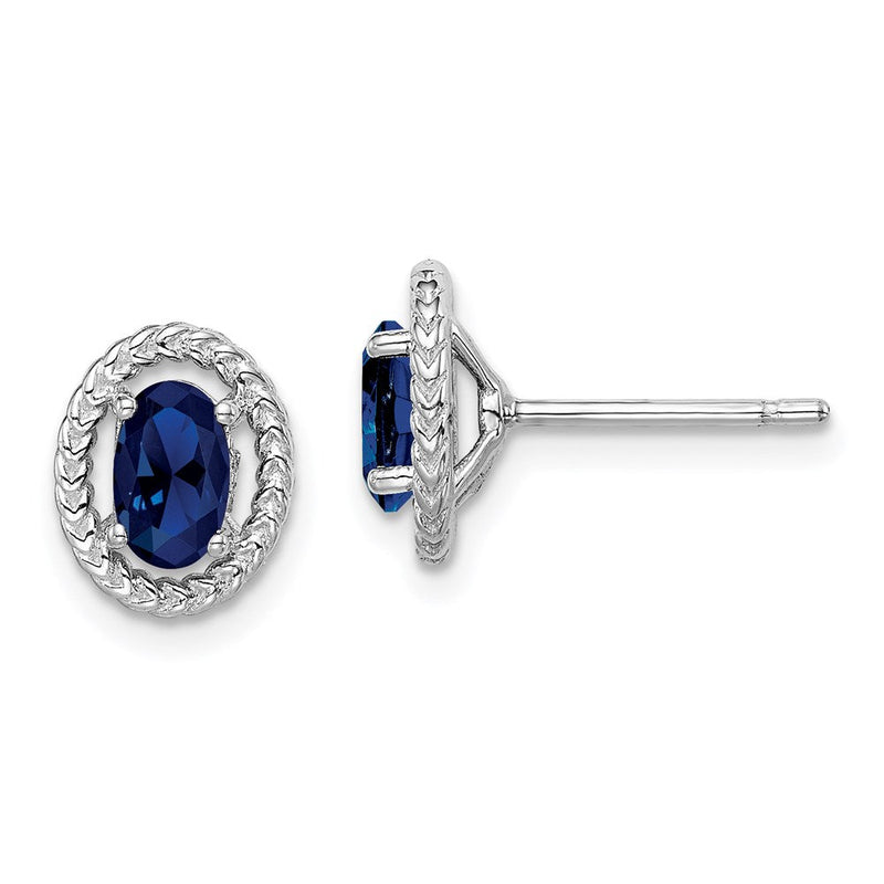 Sterlingsilber Rhod-plat Create Saphir Oval Ohrstecker