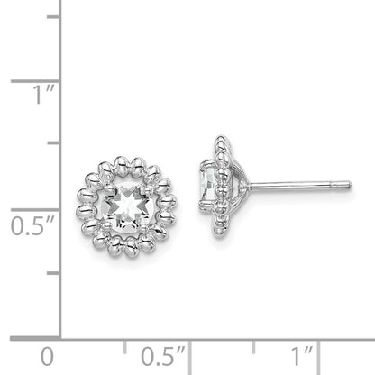 Sterlingsilber Rhod-plat Weiß Topas Ohrringe