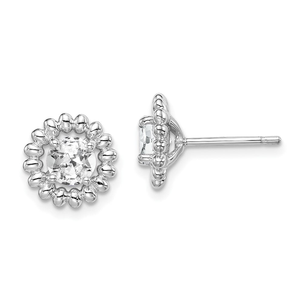 Sterlingsilber Rhod-plat Weiß Topas Ohrringe