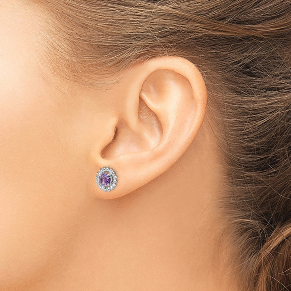 Sterlingsilber Rhod-plat Amethyst Ohrringe