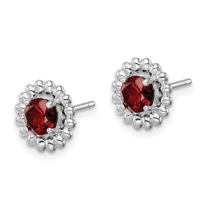 Sterlingsilber Rhod-plat Granat Ohrringe