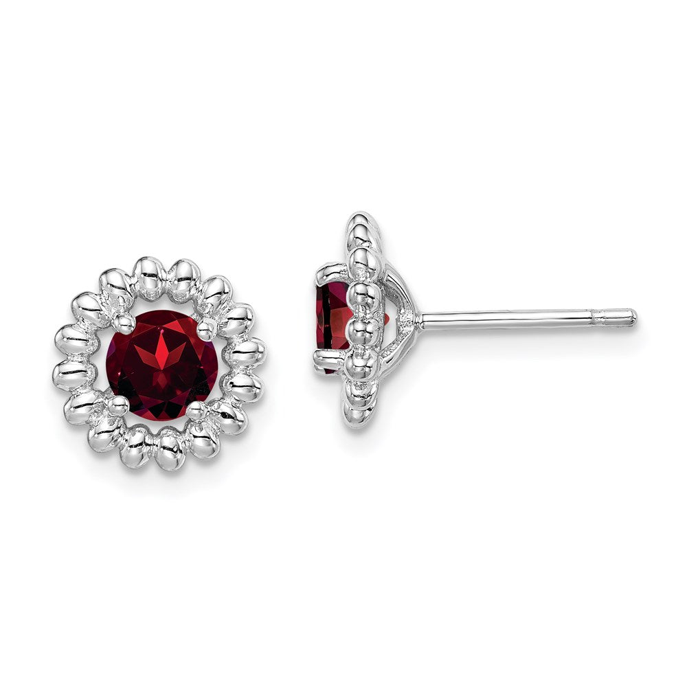 Sterlingsilber Rhod-plat Granat Ohrringe