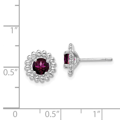 Sterlingsilber Rhod-plat Rhodolith Granat Ohrringe