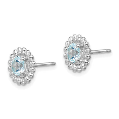 Sterlingsilber Rhod-plat Aquamarin Ohrringe