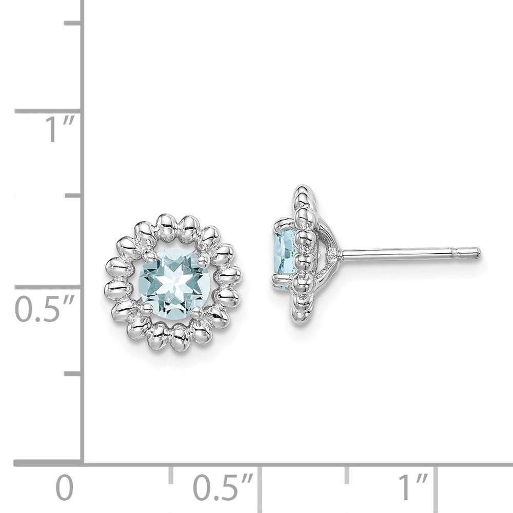 Sterlingsilber Rhod-plat Aquamarin Ohrringe