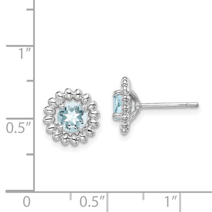 Sterlingsilber Rhod-plat Aquamarin Ohrringe