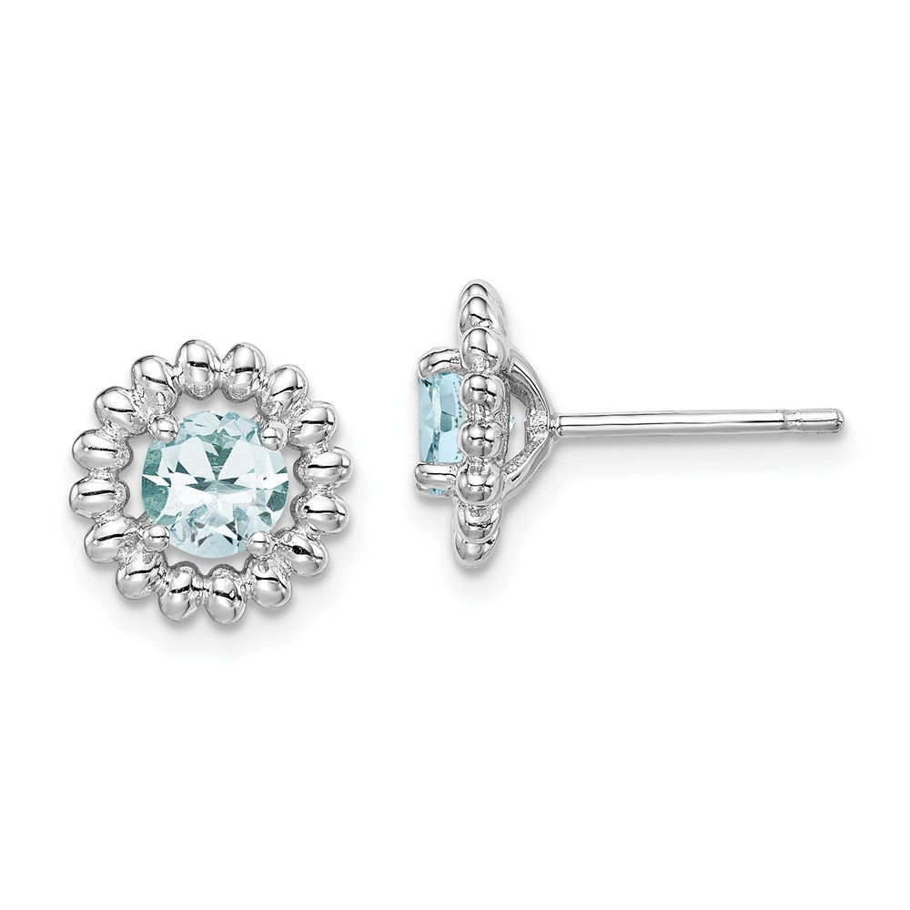 Sterlingsilber Rhod-plat Aquamarin Ohrringe