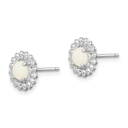Sterlingsilber Rhod-plat Milky Opal Ohrringe