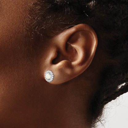 Sterlingsilber Rhod-plat Milky Opal Ohrringe