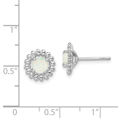 Sterlingsilber Rhod-plat Milky Opal Ohrringe