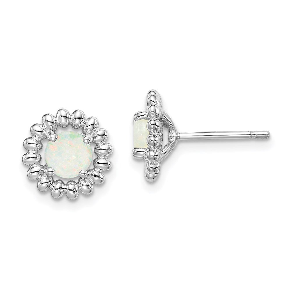 Sterlingsilber Rhod-plat Milky Opal Ohrringe