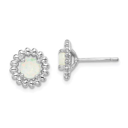 Sterlingsilber Rhod-plat Milky Opal Ohrringe