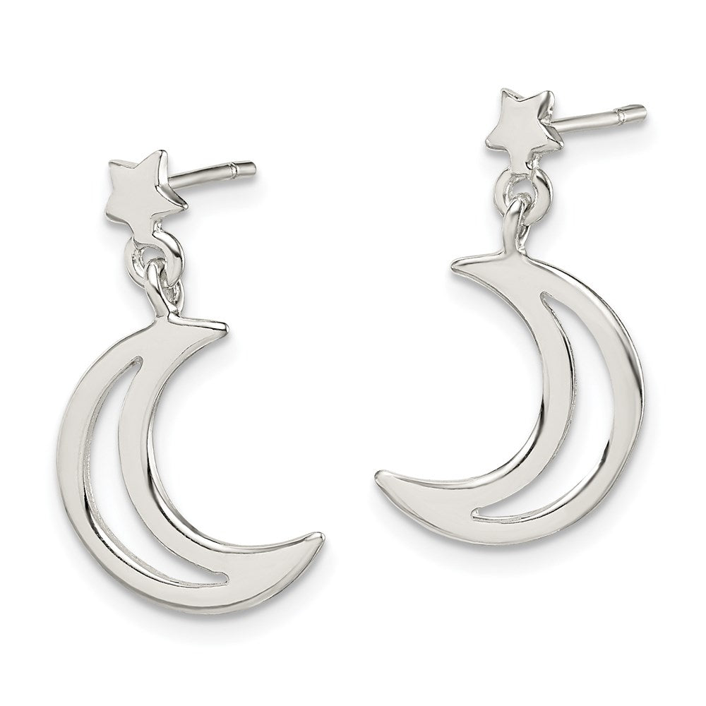 Sterlingsilber Stern und Mond Ohrhänger