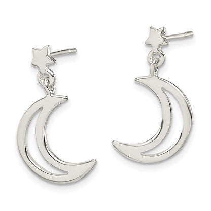 Sterlingsilber Stern und Mond Ohrhänger