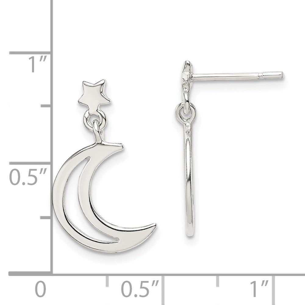 Sterlingsilber Stern und Mond Ohrhänger