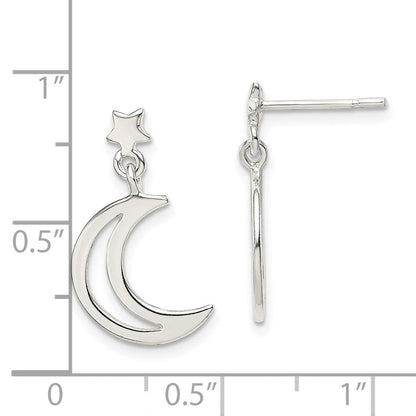 Sterlingsilber Stern und Mond Ohrhänger