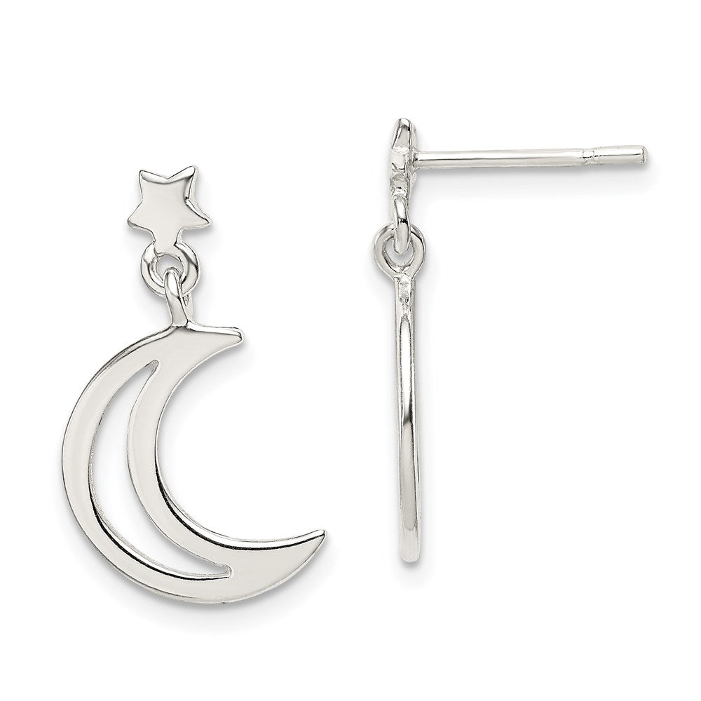 Sterlingsilber Stern und Mond Ohrhänger