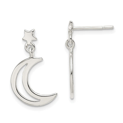 Sterlingsilber Stern und Mond Ohrhänger