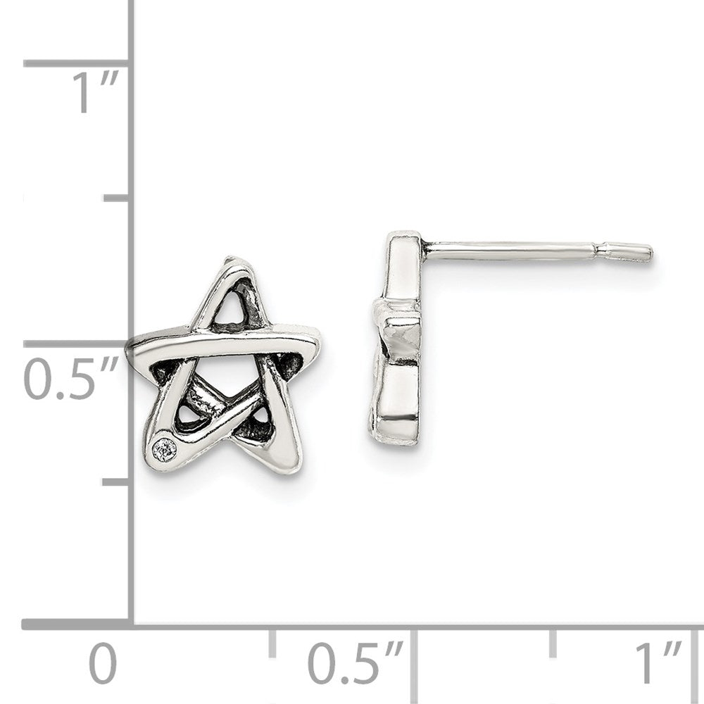 Sterlingsilber Zirkonia Antikisiert Stern Ohrringe