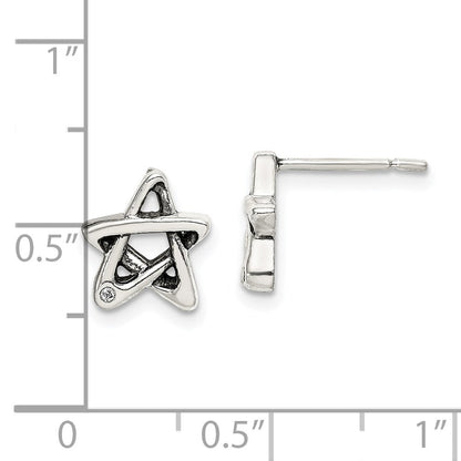 Sterlingsilber Zirkonia Antikisiert Stern Ohrringe
