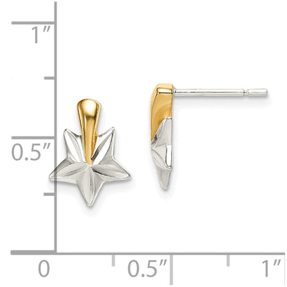 Sterlingsilber und Glanz Vergoldet Diamantiert Stern Ohrringe
