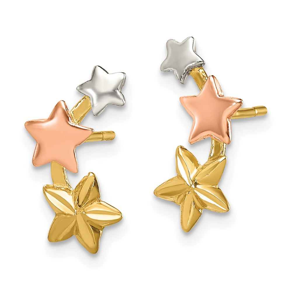 Sterlingsilber und Glanz Gelb Rose Vergoldet Stern Ohrringe