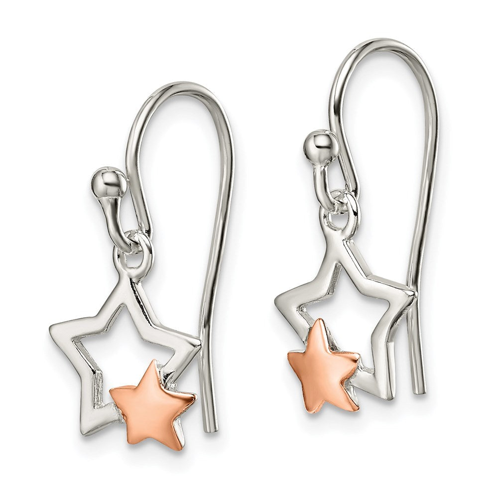 Sterlingsilber und Roséfarben Stern Ohrhänger