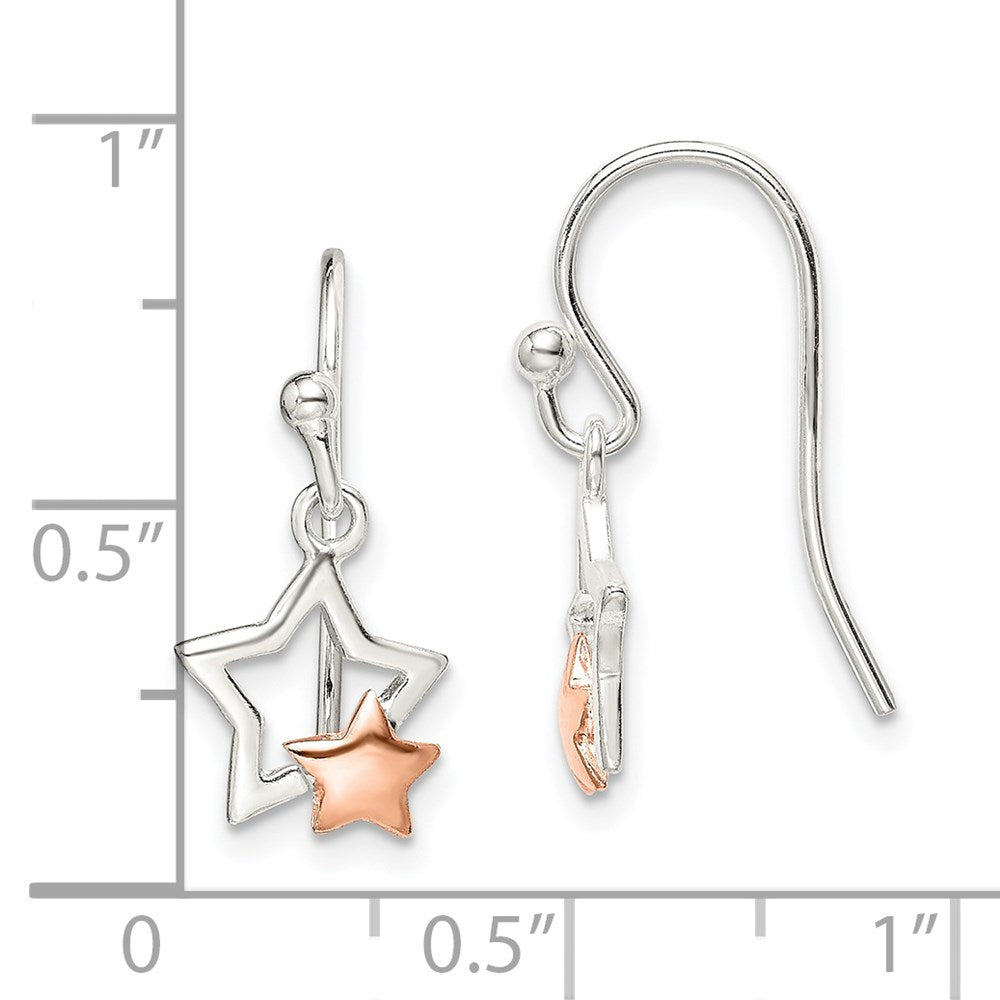 Sterlingsilber und Roséfarben Stern Ohrhänger