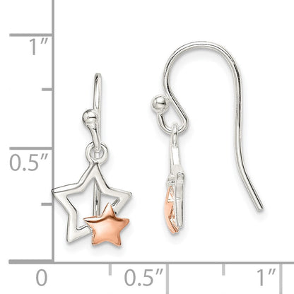 Sterlingsilber und Roséfarben Stern Ohrhänger