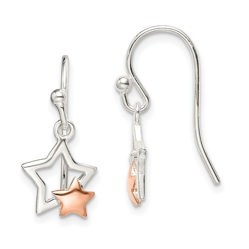 Sterlingsilber und Roséfarben Stern Ohrhänger