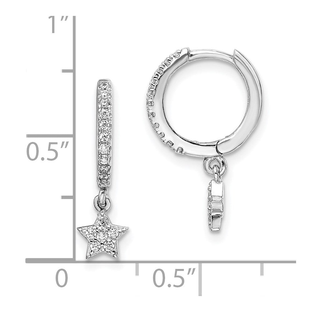 Sterlingsilber Rhodiniert Zirkonia Creolen mit Stern Ohrhänger