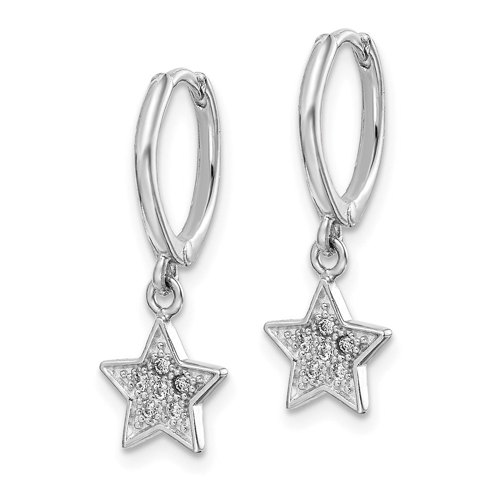 Sterlingsilber Rhodiniert Creolen mit Zirkonia Stern Ohrhänger