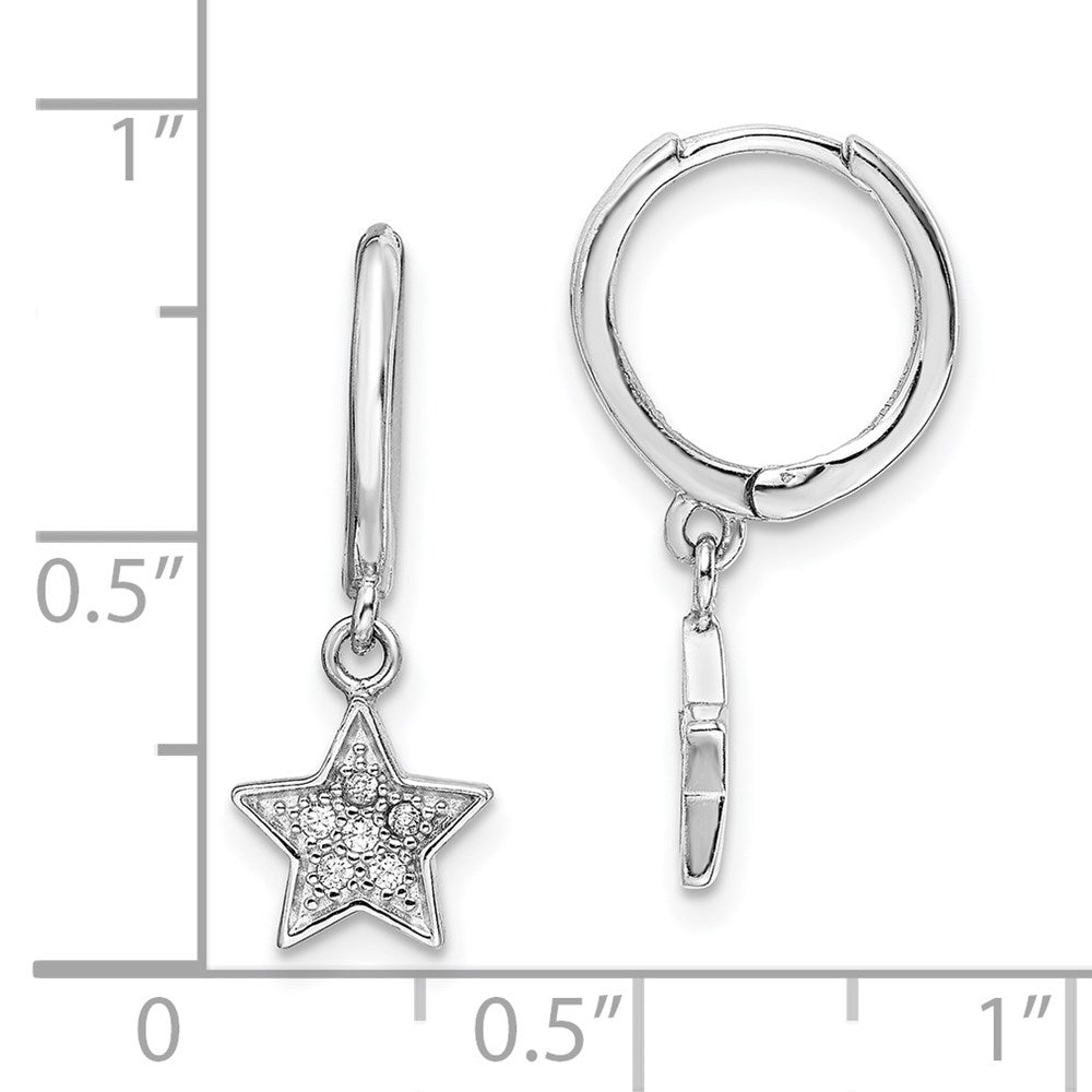 Sterlingsilber Rhodiniert Creolen mit Zirkonia Stern Ohrhänger