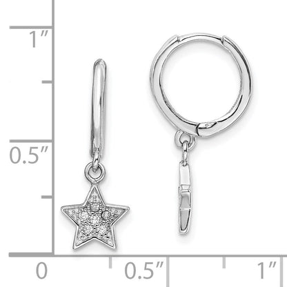 Sterlingsilber Rhodiniert Creolen mit Zirkonia Stern Ohrhänger