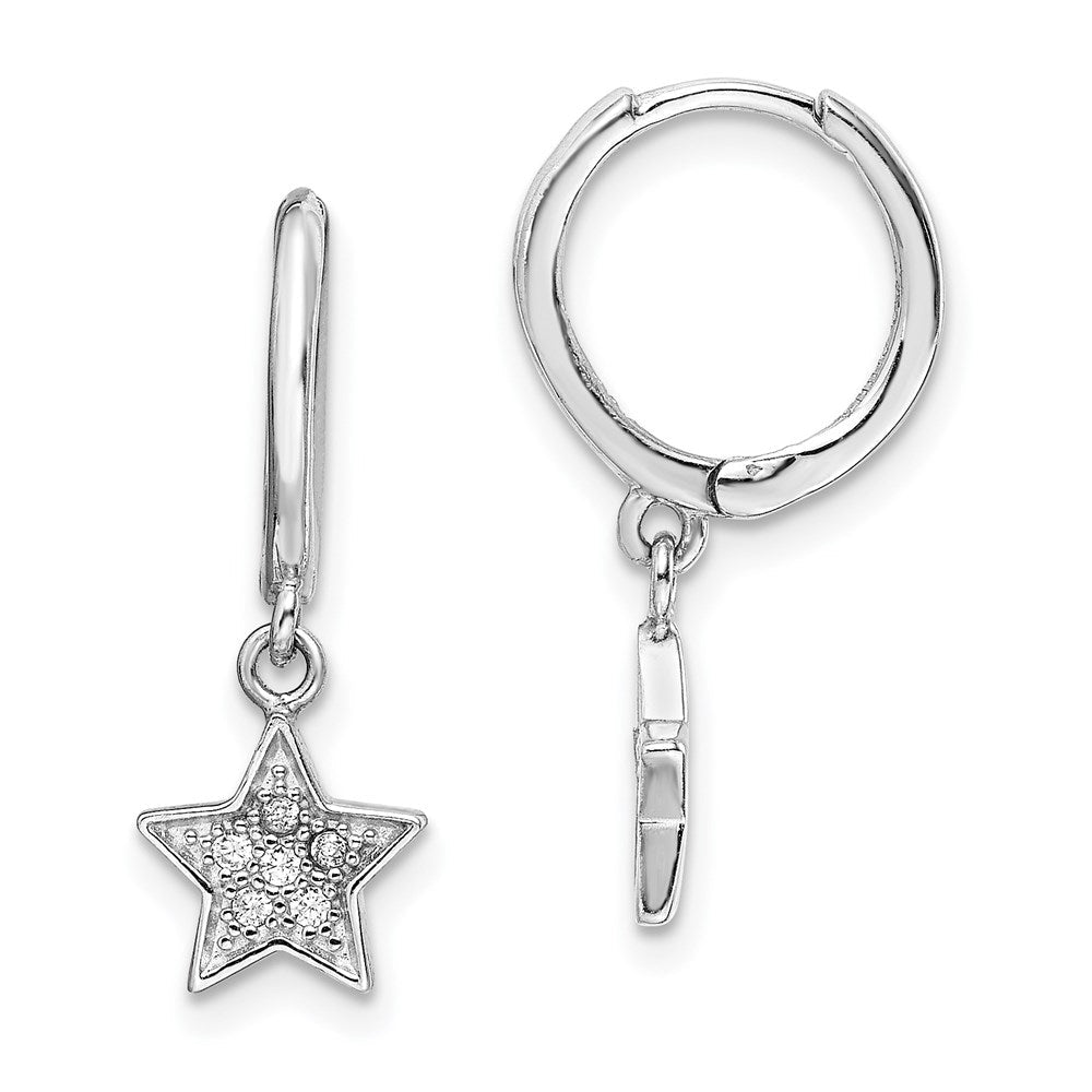 Sterlingsilber Rhodiniert Creolen mit Zirkonia Stern Ohrhänger