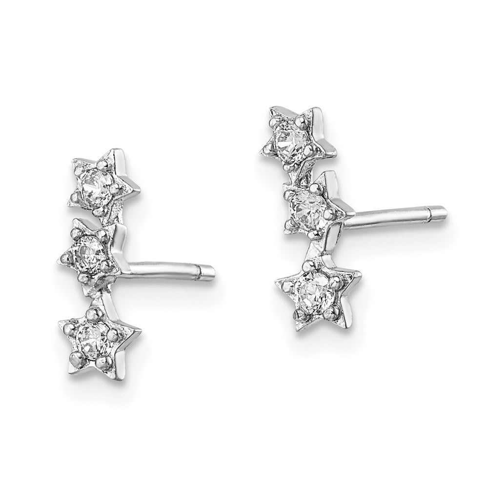 Sterlingsilber Rhodiniert Zirkonia Dreifach Stern Ohrstecker
