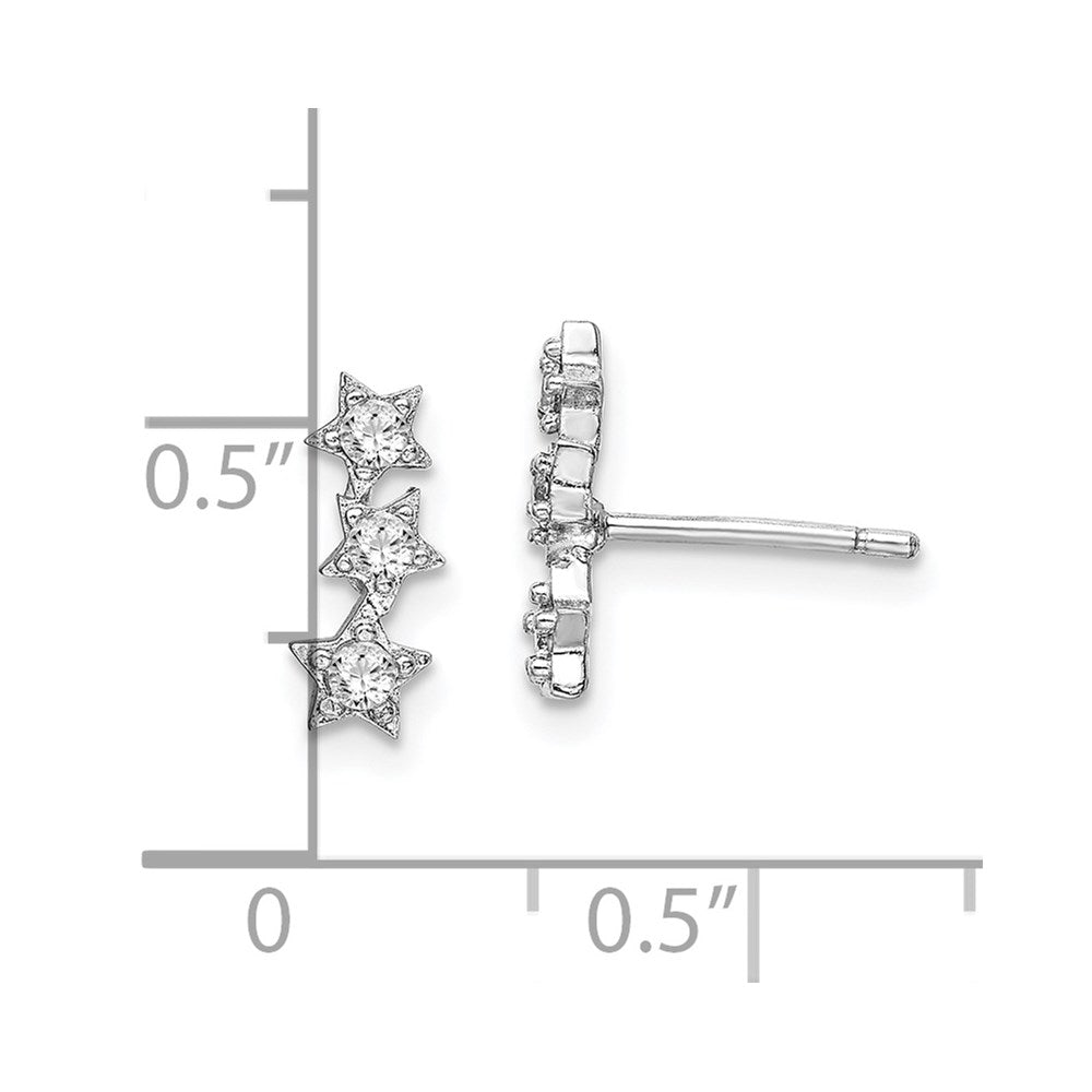 Sterlingsilber Rhodiniert Zirkonia Dreifach Stern Ohrstecker