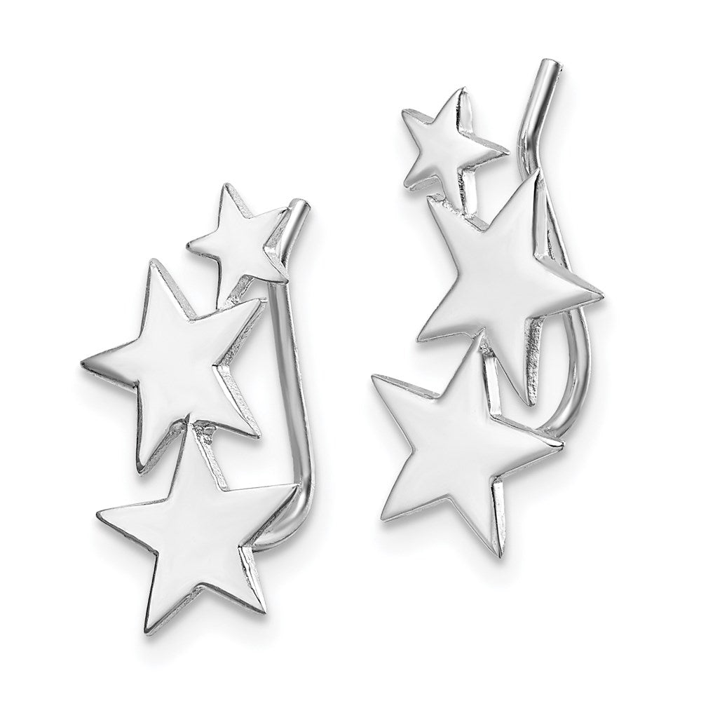 Sterlingsilber Rhodiniert Poliert Graduating Sterne Ohr Climber Ohrringe