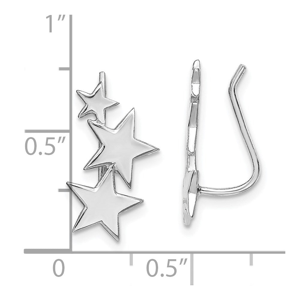 Sterlingsilber Rhodiniert Poliert Graduating Sterne Ohr Climber Ohrringe