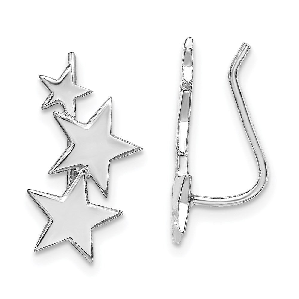 Sterlingsilber Rhodiniert Poliert Graduating Sterne Ohr Climber Ohrringe