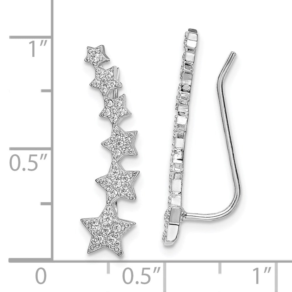Sterlingsilber Rhodiniert Graduating Zirkonia Sterne Ohr Climber Ohrringe