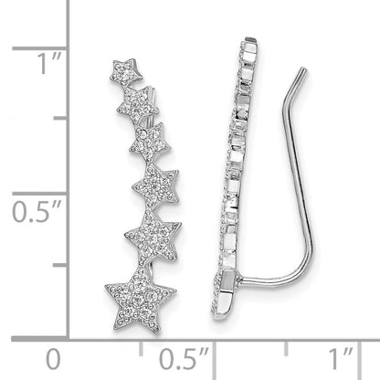 Sterlingsilber Rhodiniert Graduating Zirkonia Sterne Ohr Climber Ohrringe