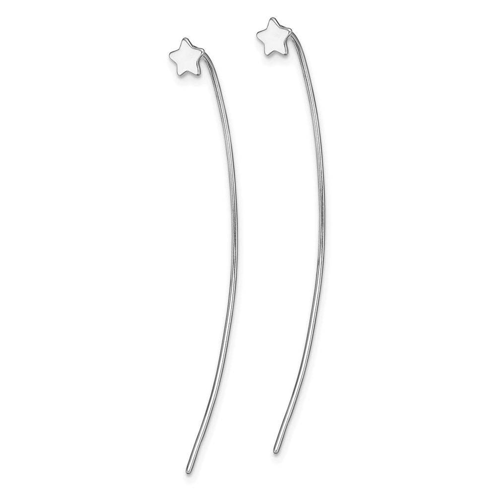 Sterlingsilber Rhodiniert Stern Ohrstecker Durchzieher-Ohrringe