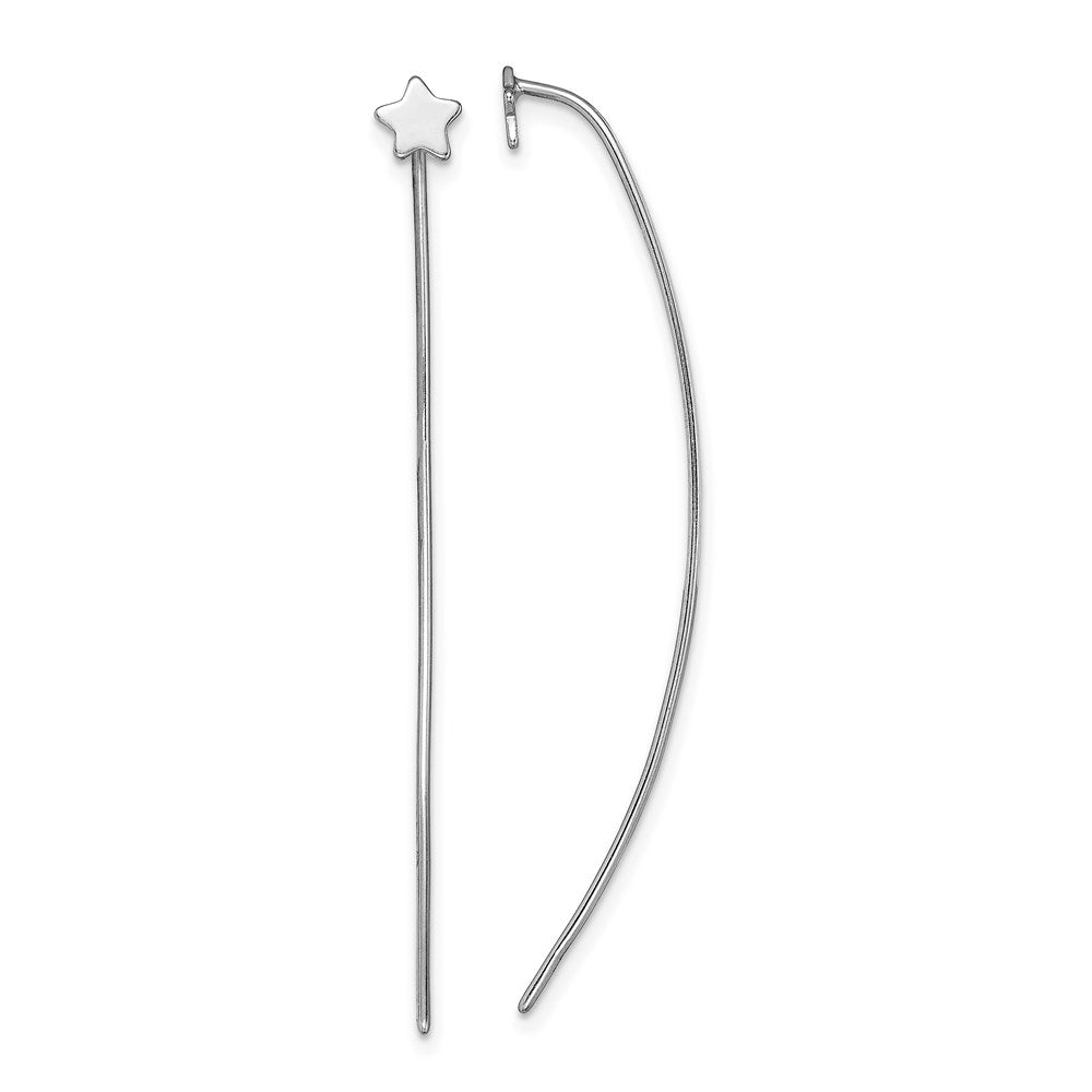 Sterlingsilber Rhodiniert Stern Ohrstecker Durchzieher-Ohrringe