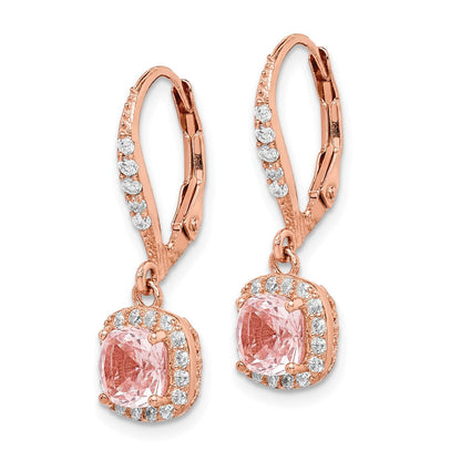 Sterlingsilber Roséfarben Rosa Kristall & Zirkonia Heiligenschein Brisur Ohrhänger