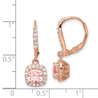Sterlingsilber Roséfarben Rosa Kristall & Zirkonia Heiligenschein Brisur Ohrhänger