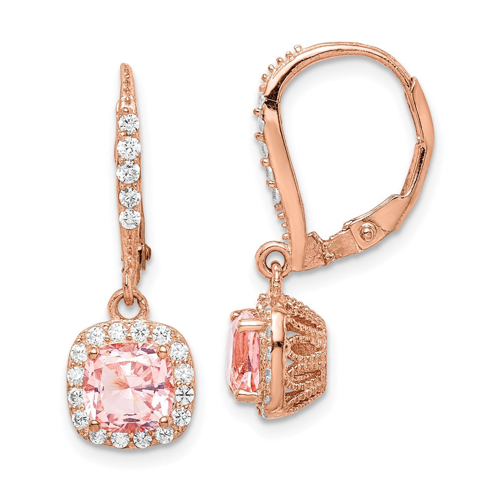 Sterlingsilber Roséfarben Rosa Kristall & Zirkonia Heiligenschein Brisur Ohrhänger