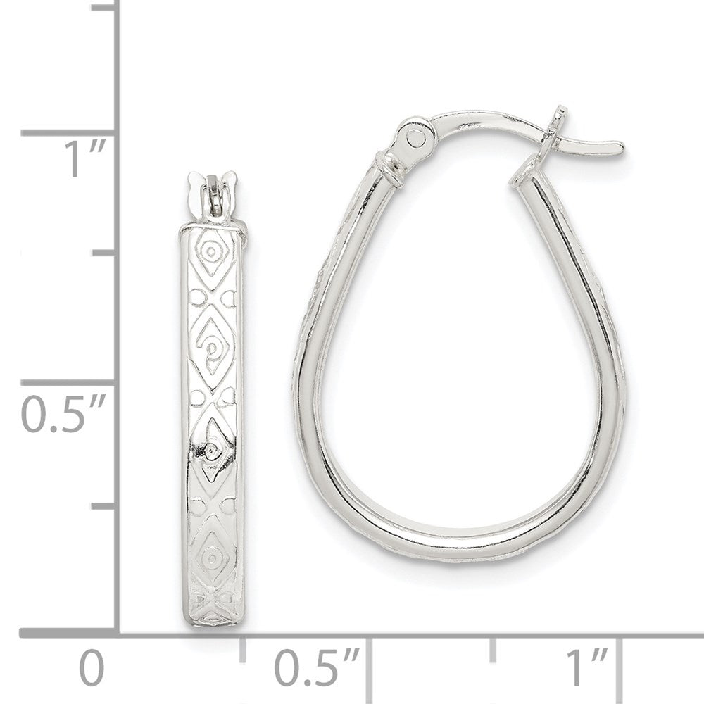 Sterlingsilber Gemustert 3mm Tropfen Creolen