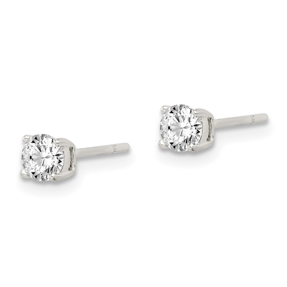 Sterlingsilber Poliert 4mm Rund Zirkonia Ohrstecker